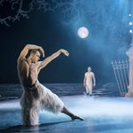 Swan Lake Prince and Swan Will Bozier 'The Swan' dances in the misty night as Dominic North 'The Prince' approaches dressed in white.