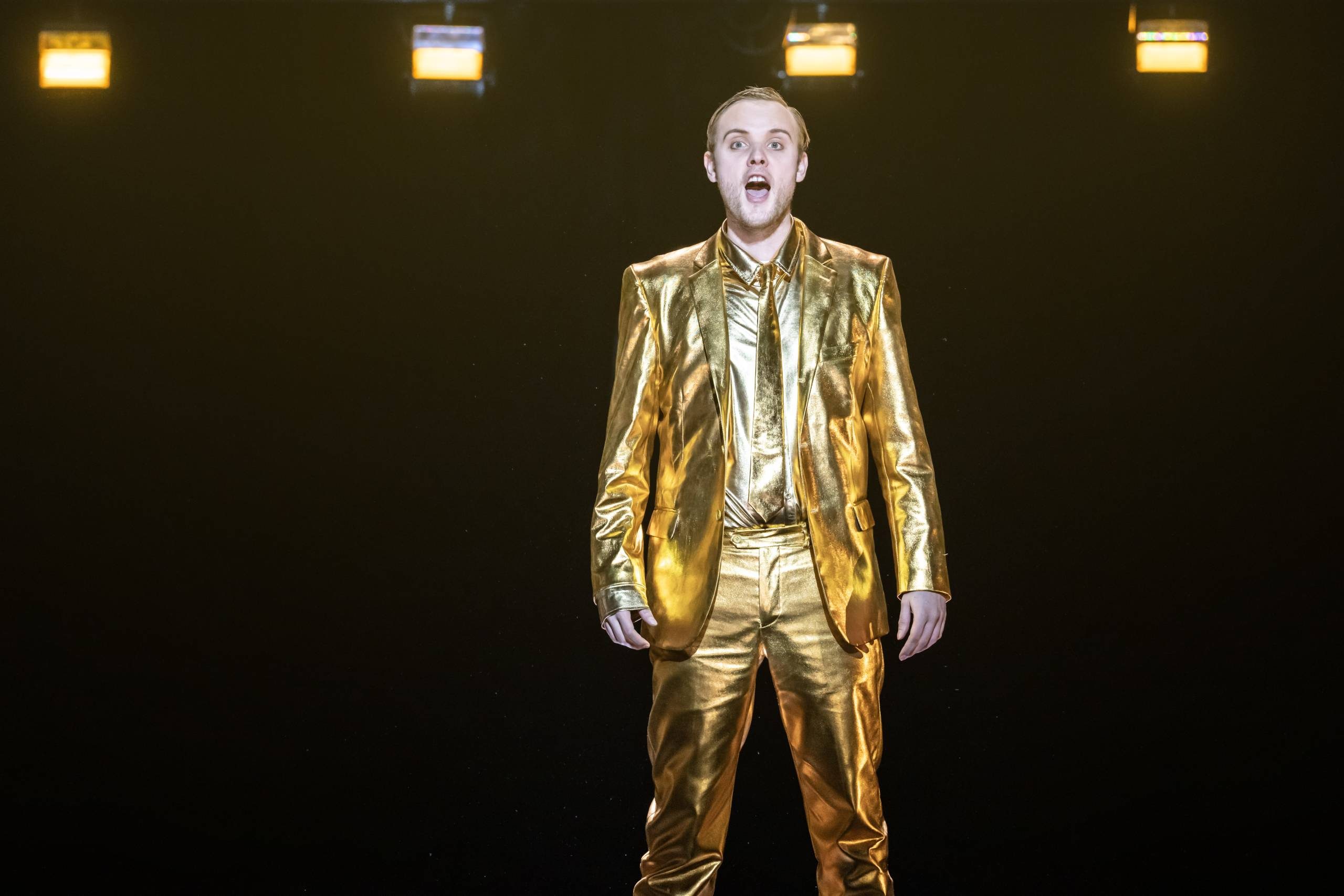 Death in Venice The Voice of Apollo Alexander Chance singing in gold suit